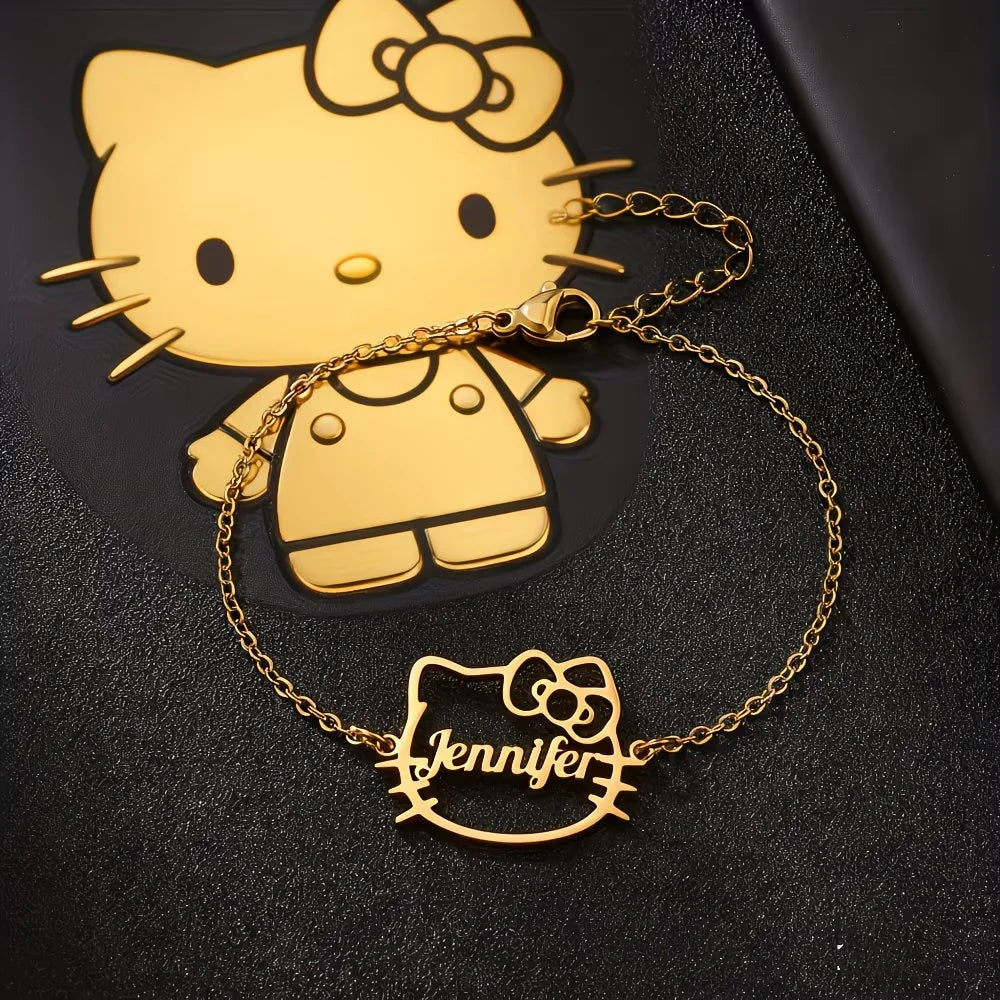 Personalized Name Bracalet Kitty Chain